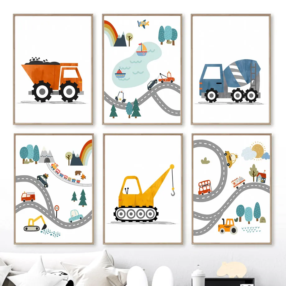 Heavy Equipment Background - Modern Nordic Style Canvas Print Painting