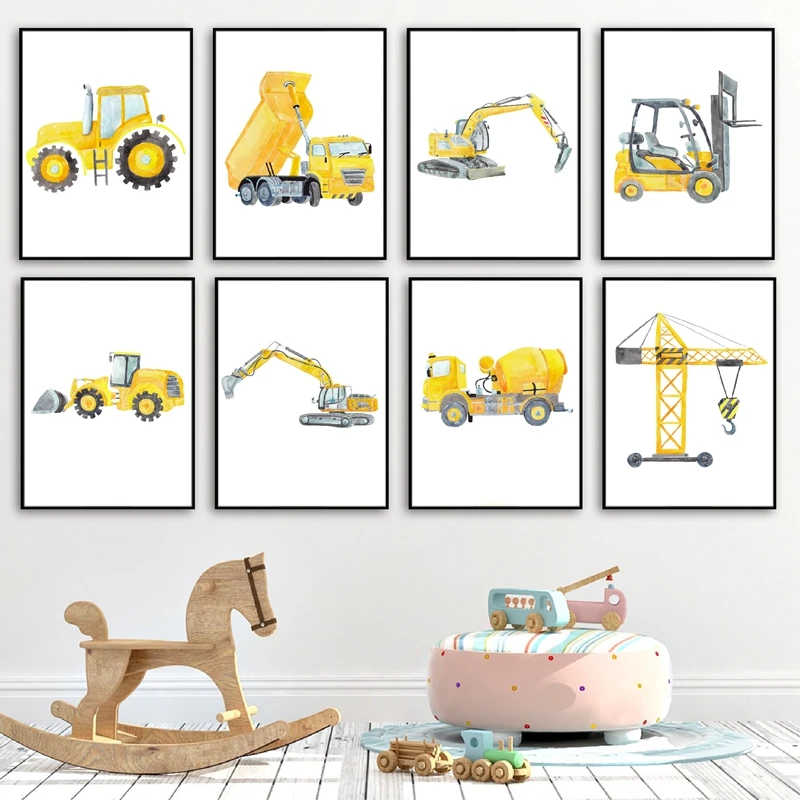 Construction Vehicles Watercol - Heavy Equipment Background review and price