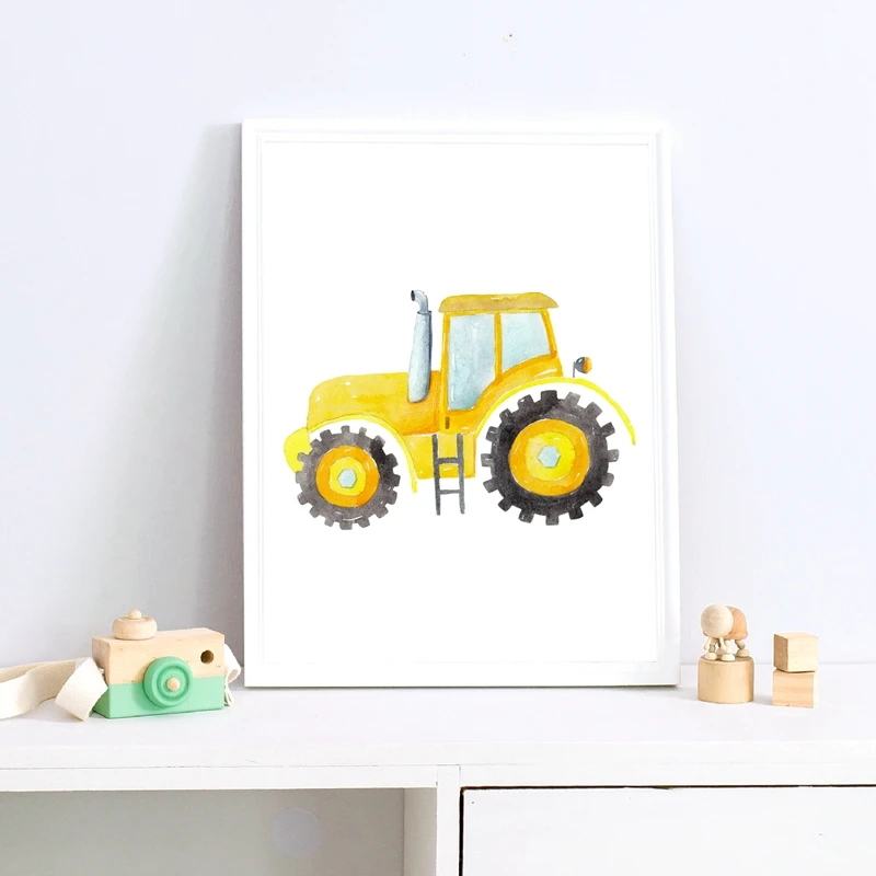Construction Vehicles Watercol - Heavy Equipment Background review and price