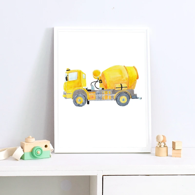 Construction Vehicles Watercol - Heavy Equipment Background review and price