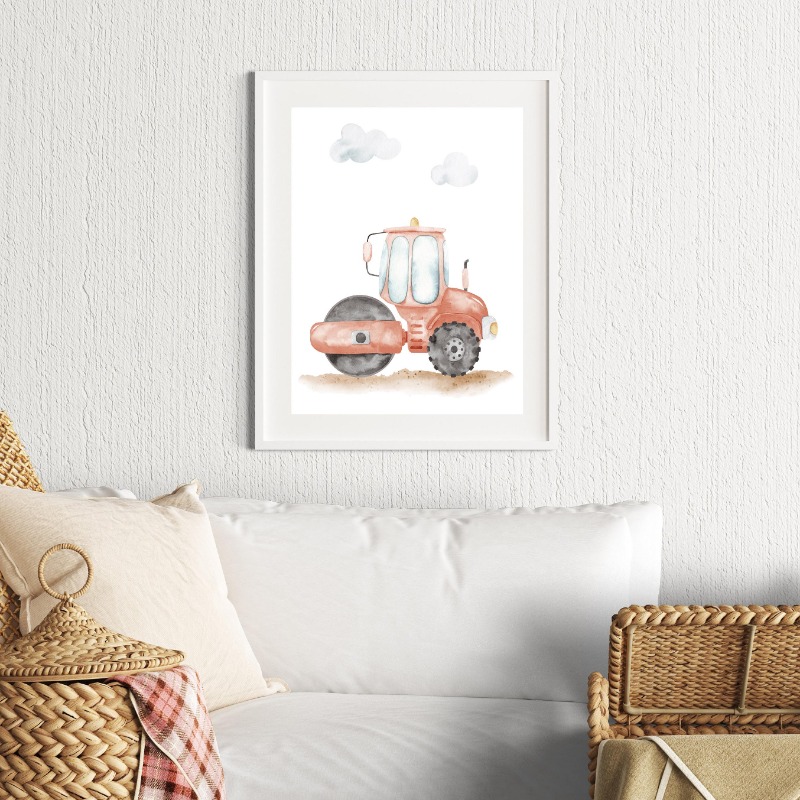 Watercolor Vehicles Wall Art C - Heavy Equipment Background review and price