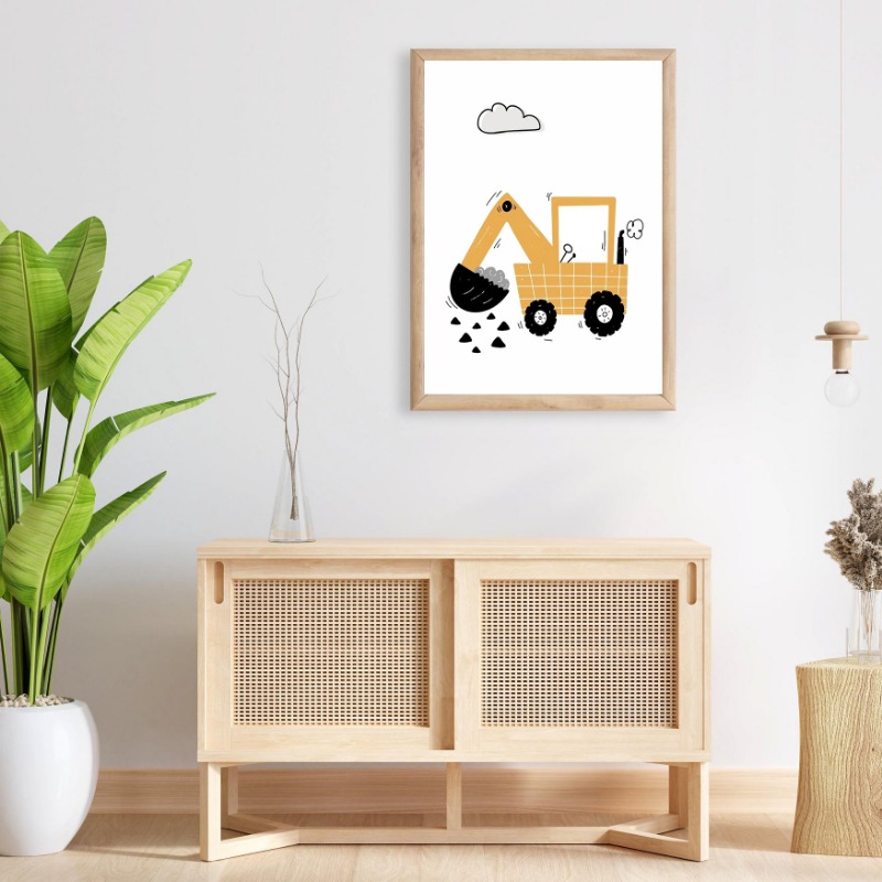 Watercolor Vehicles Wall Art C - Heavy Equipment Background review and price