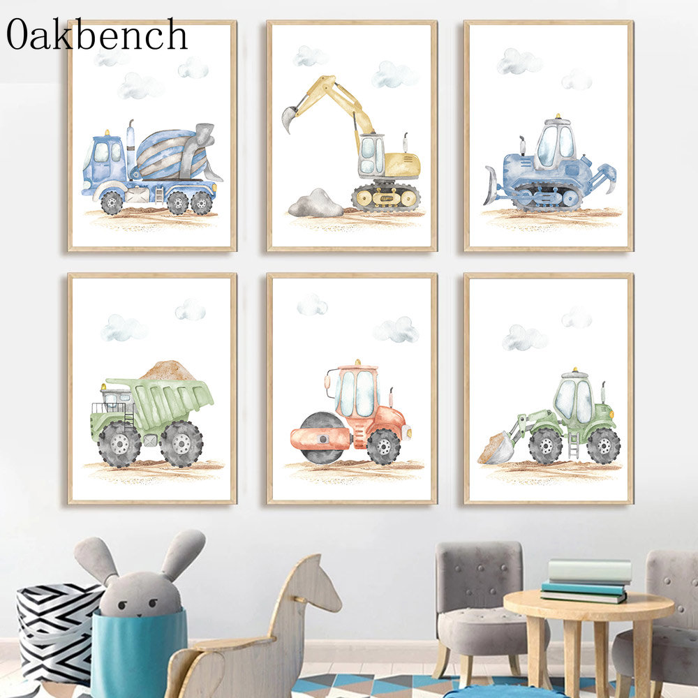 Toy Cars Canvas Poster Excavat - Heavy Equipment Background review and price