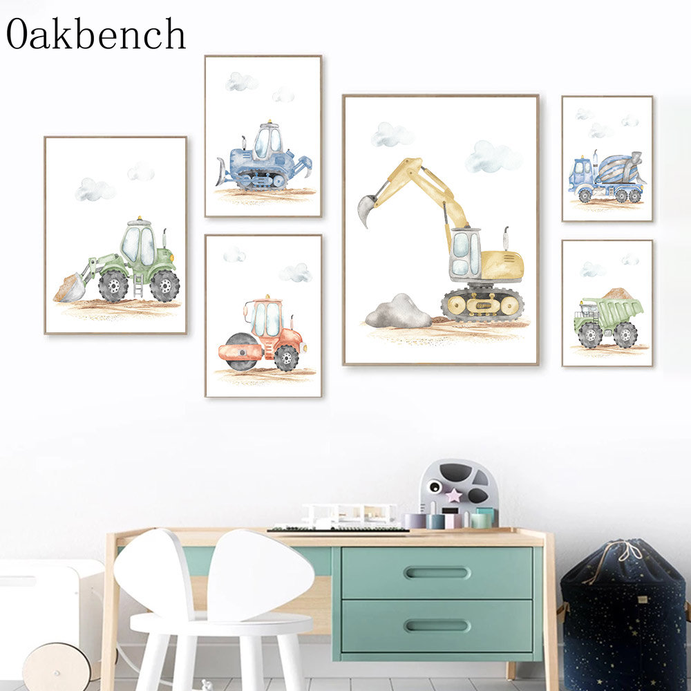 Toy Cars Canvas Poster Excavat - Heavy Equipment Background review and price