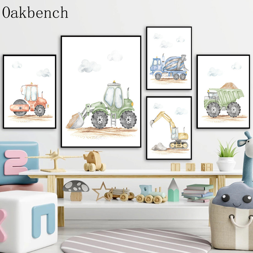 Toy Cars Canvas Poster Excavat - Heavy Equipment Background review and price