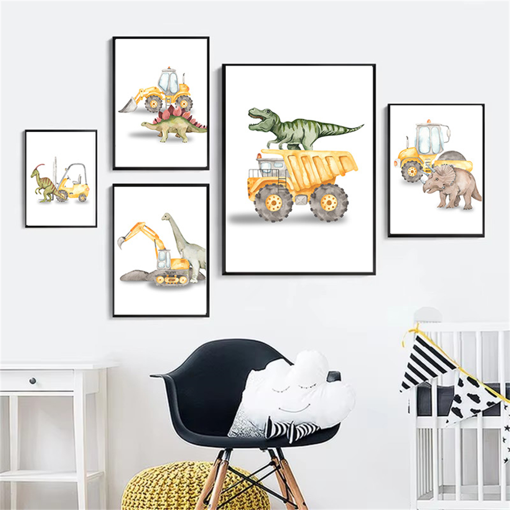 Cartoon Dinosaur Truck Tractor - Heavy Equipment Background review and price