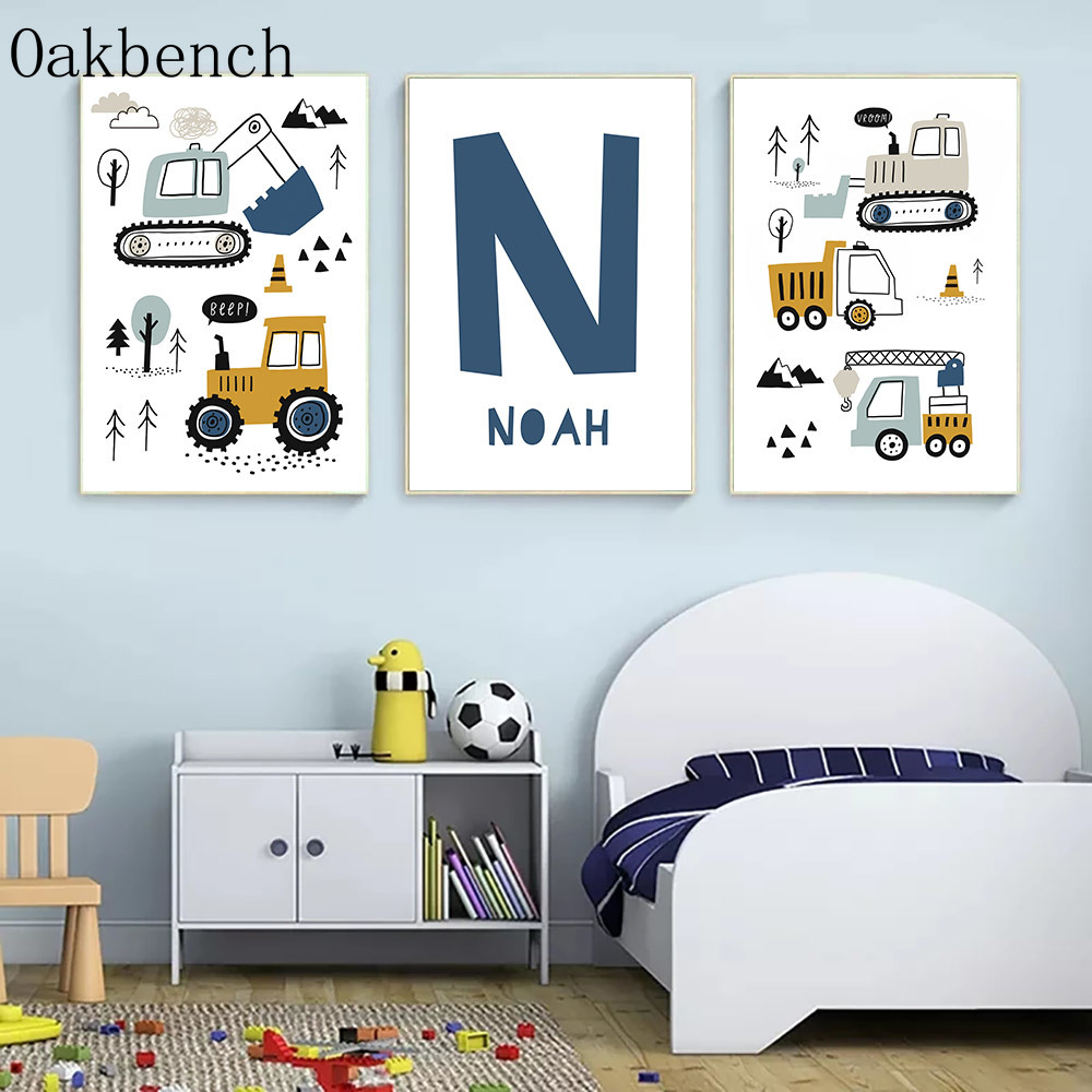 Custom Name Poster Excavator N - Heavy Equipment Background review and price