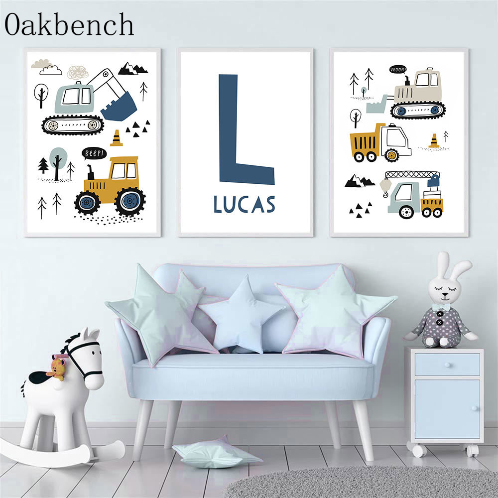 Custom Name Poster Excavator N - Heavy Equipment Background review and price