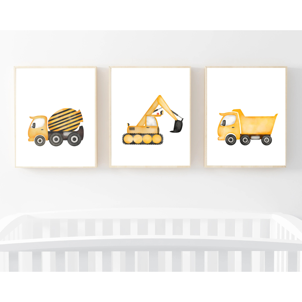3pcs Minimalist Cartoon Constr - Heavy Equipment Background review and price