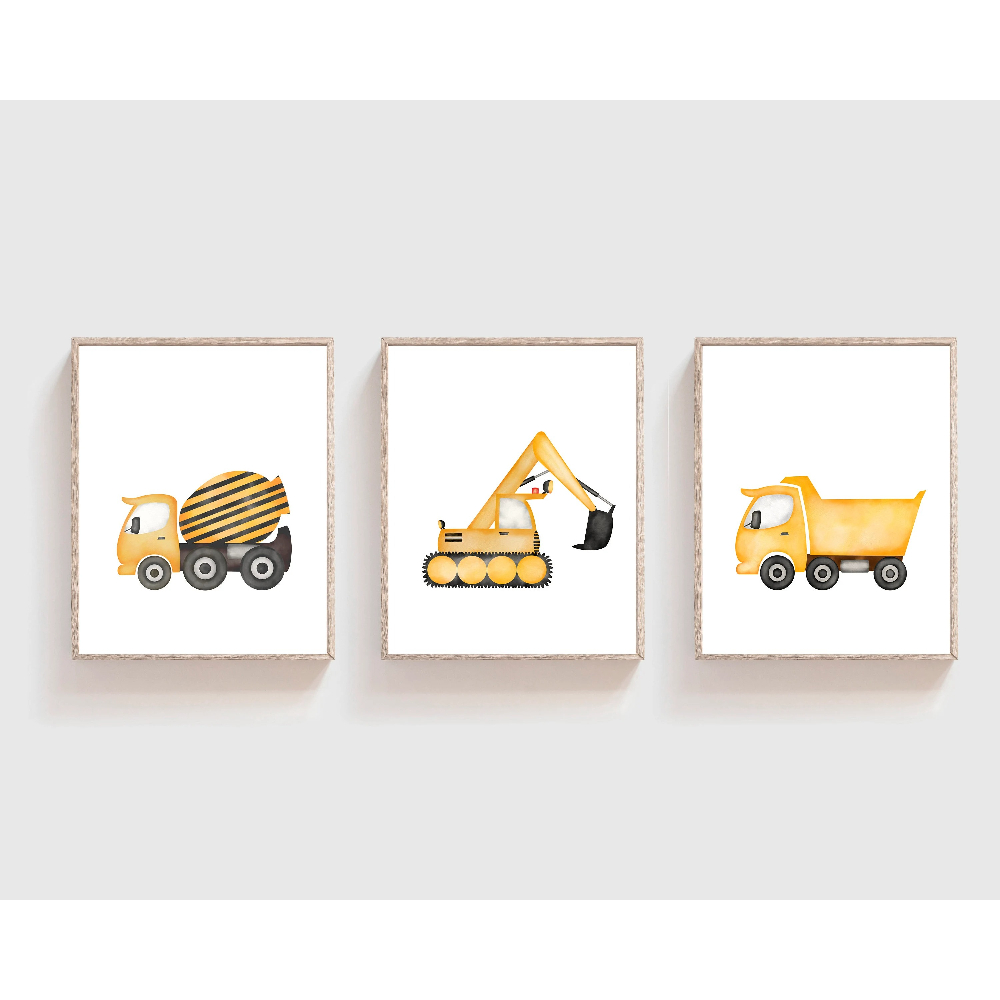 3pcs Minimalist Cartoon Constr - Heavy Equipment Background review and price